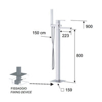 Rubinetto vasca da pavimento - serie qubika