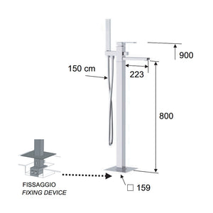 Rubinetto vasca da pavimento - serie qubika