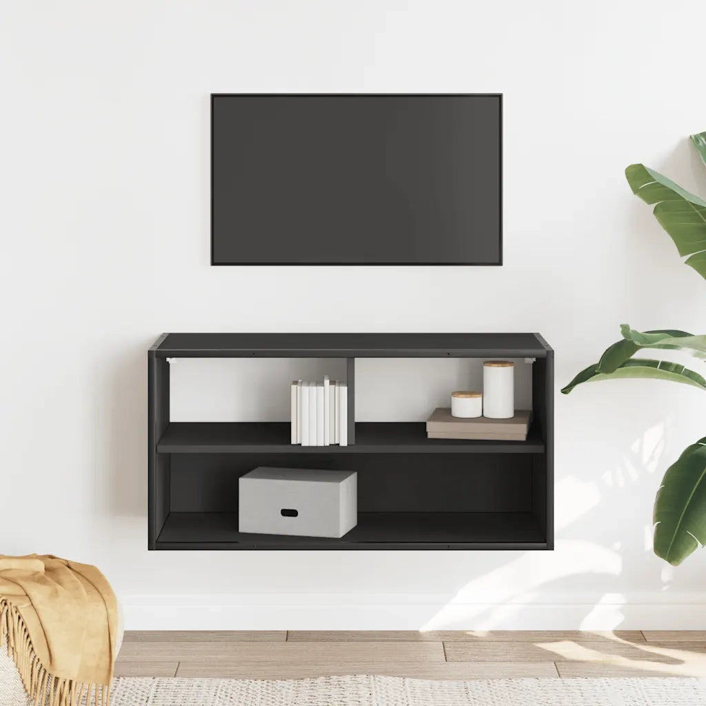 Mobile TV Nero 80x31x39,5 cm in Truciolato e Metallo 848924