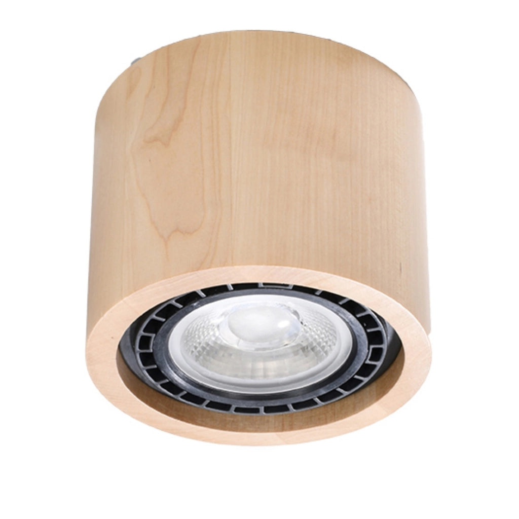 Spot soffitto legno naturale tondo 14cm 1xGU10 Pure Lume