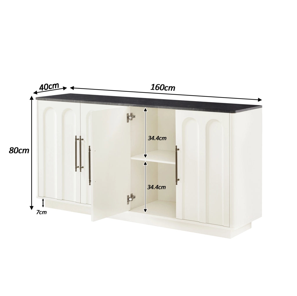 Mobile TV 160 cm bianco e nero – 4 ante soft-close, ampio spazio contenitivo