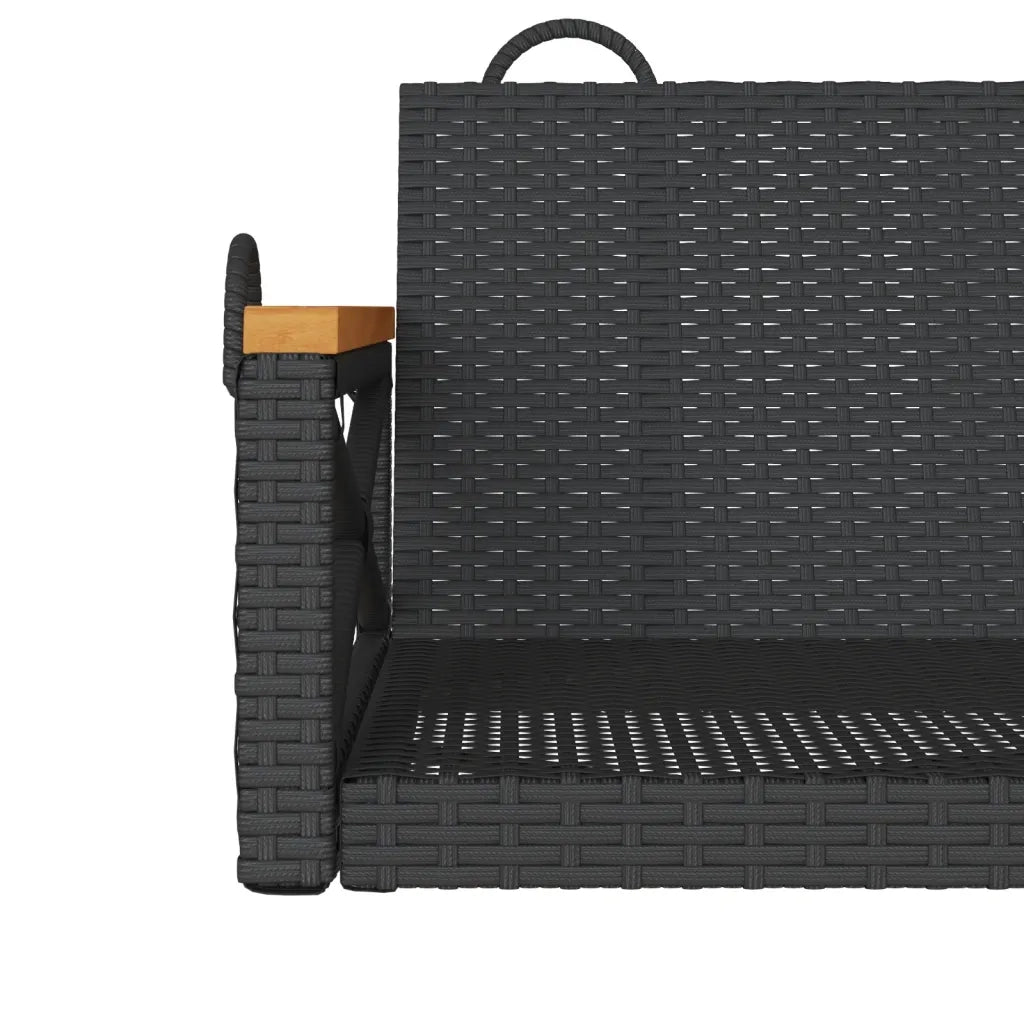 Panca da Giardino | Panchina a Dondolo Nera 109x62x40 cm in Polyrattan