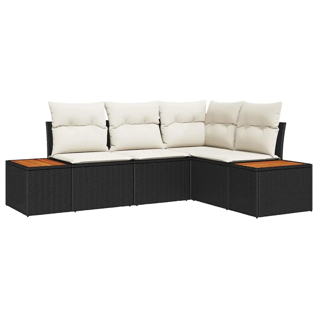 Set Divano da Giardino con cuscino 5 pcs Nero Poly Rattan 3348073