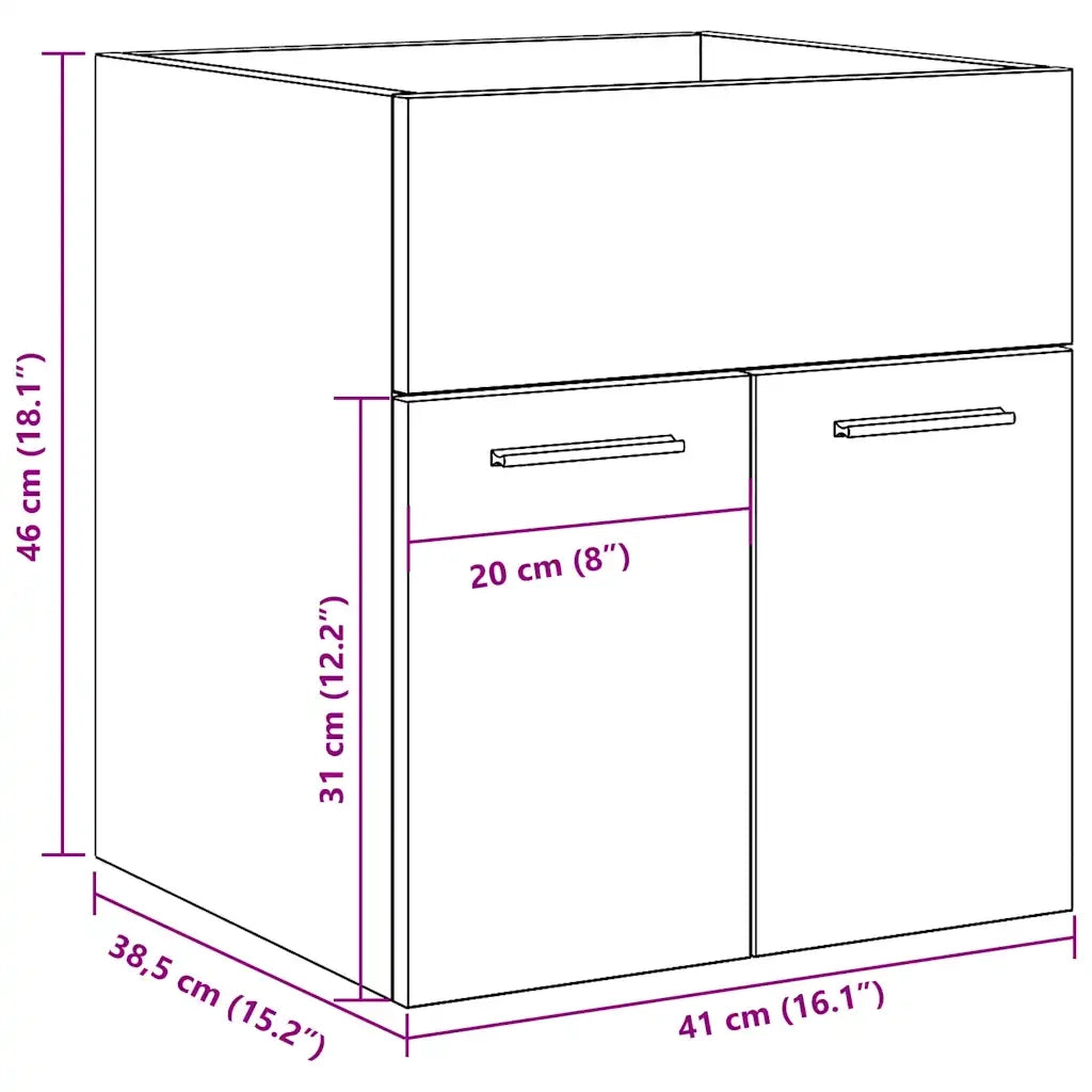Mobile Lavabo Bagno Grigio Cemento 41x38,5x46 cm in Truciolato