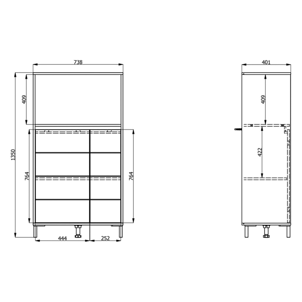 Madia Cosoleto, Credenza 2 Ripiani, 74x40x135h cm Marrone Rovere Nodi