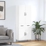 Credenza-Buffet-Armadio da cucina Bianca 69,5x34x180 cm in Legno Multistrato 834434