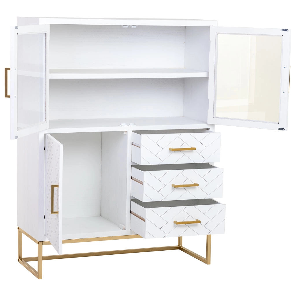 Vetrina con 3 ante e 3 cassetti, legno, 100x40x135h cm