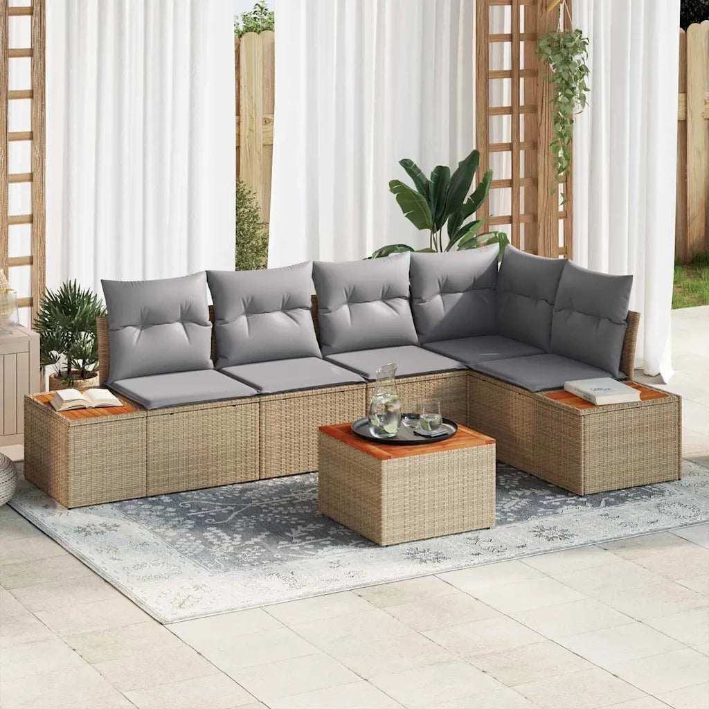 Set Divano da Giardino 6 pcs beige e grigio chiaro Poly Rattan 3356760