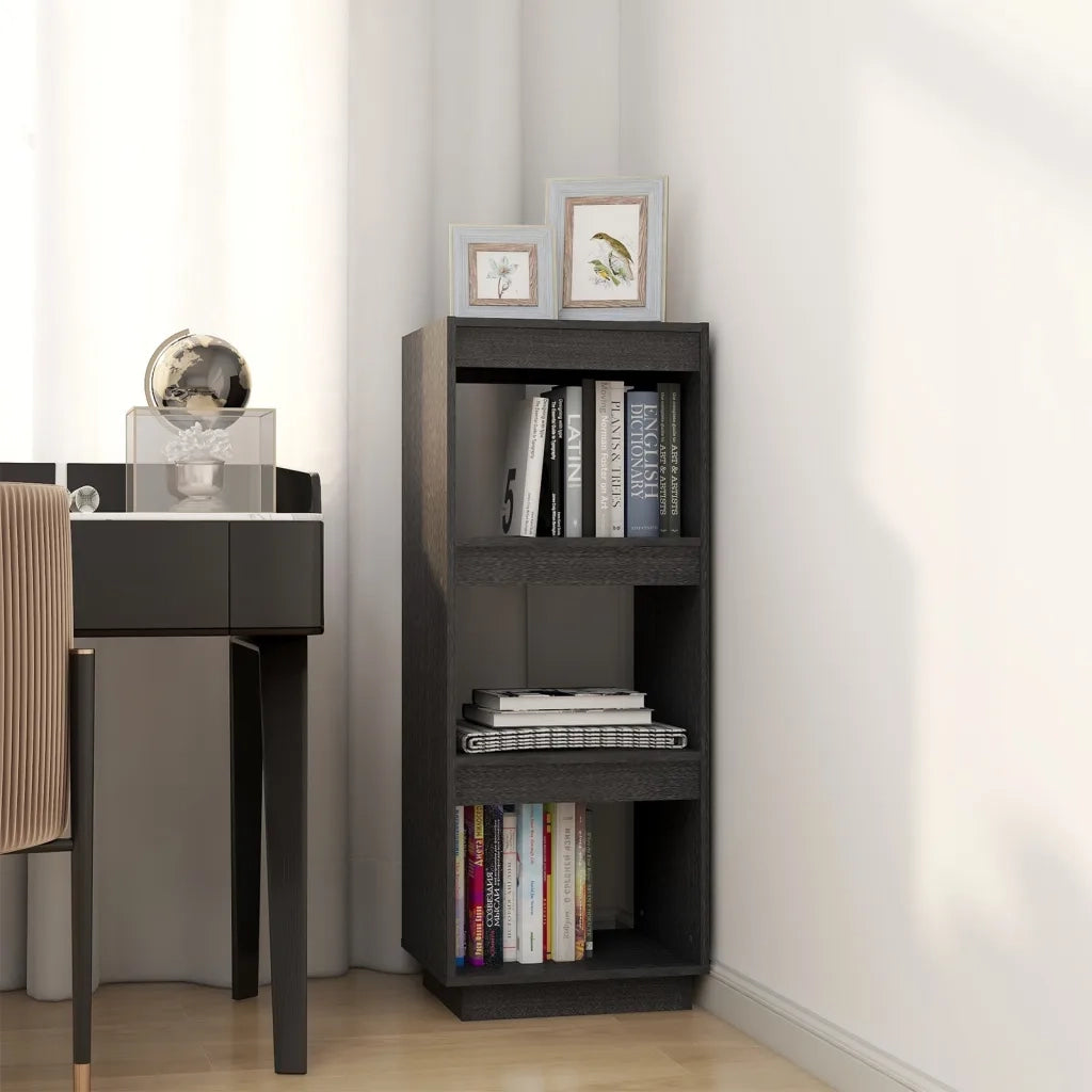 Libreria Divisorio-Scaffale per Libri-Mobile di Stoccaggio Grigio 40x35x103cm in Legno Massello di Pino