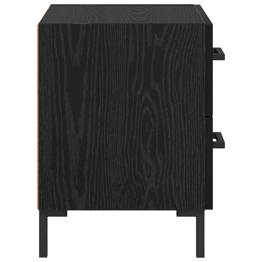 Comodino | Armadio da Notte | Mobiletto da notte con cassetto Rovere Nero 40 x 35 x 47,5 cm