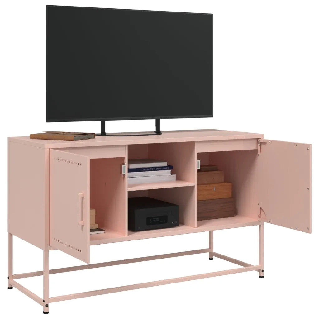 Mobile TV-Credenza per TV-Console TV Rosa 100,5x39x60,5 cm in Acciaio 901160
