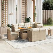 Set Divano da Giardino 9 pz con Cuscini Beige in Polyrattan 3270932