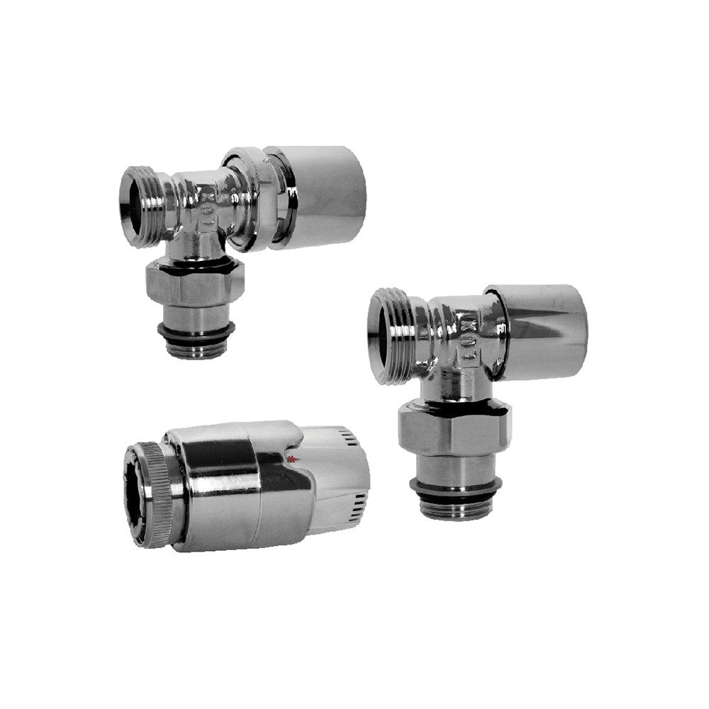 Kit termoarredo cromato: valvola piã¹ detentore piã¹ comando termostatico d1-2 pollice