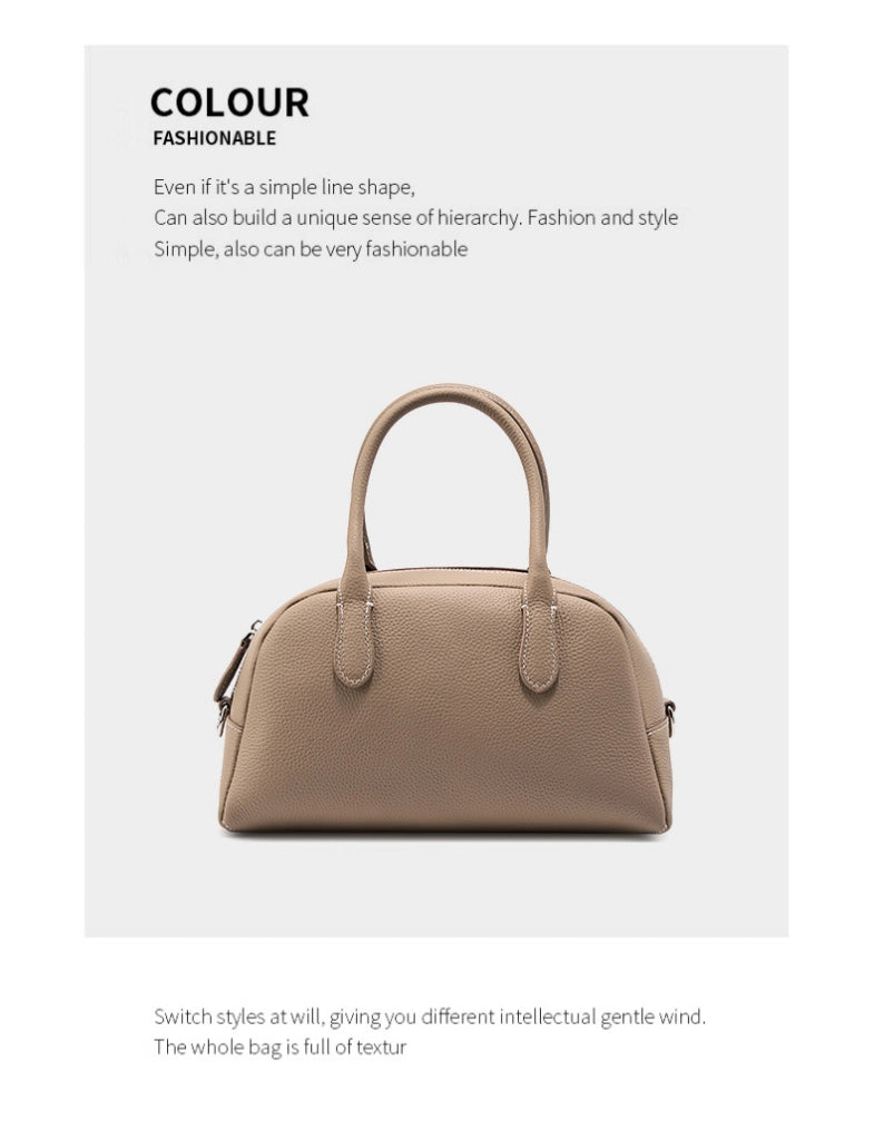 Borsa a tracolla piccola in vera pelle da donna, colore grigio.