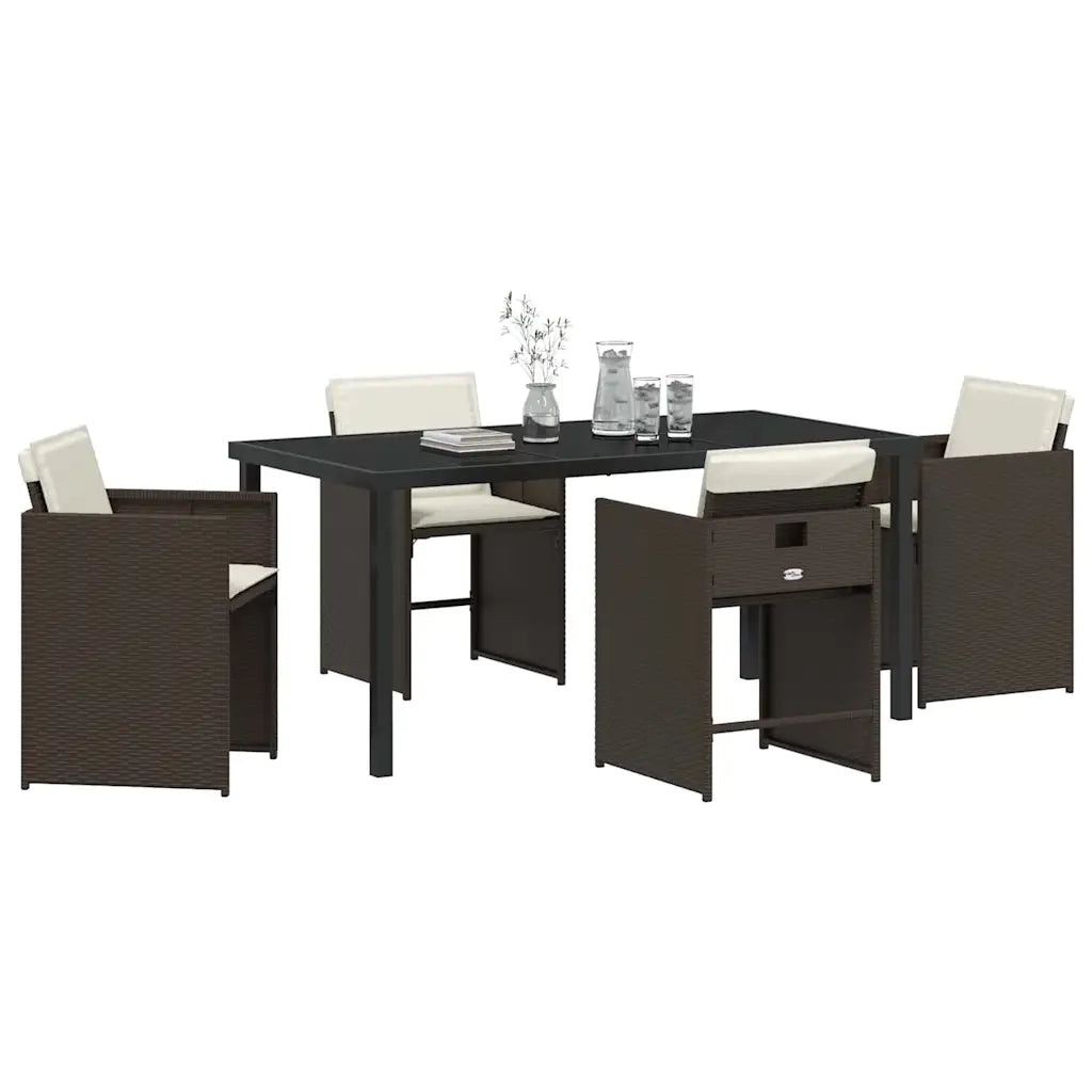Set da Pranzo per Giardino 5 pcs Marrone polyrattan 3380699