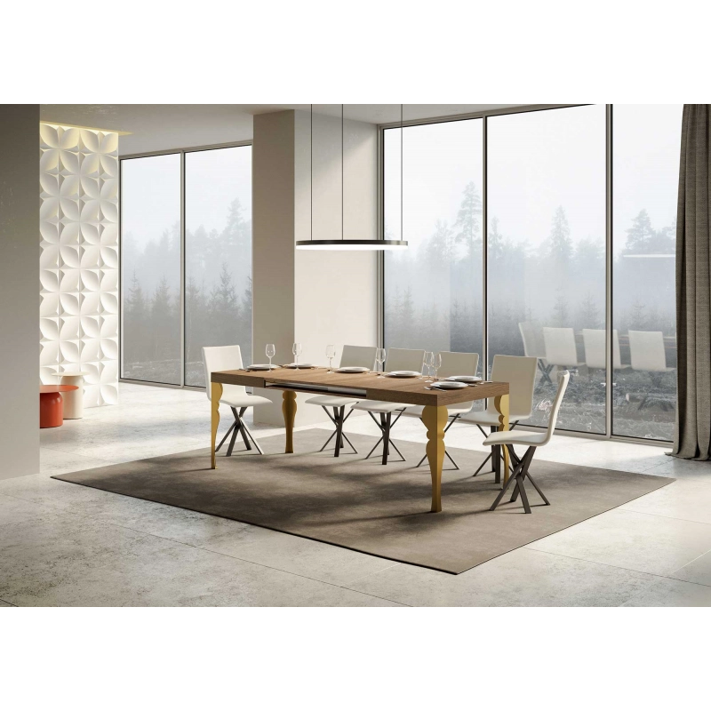 Tavolo allungabile 90x130/390 cm Paxon telaio Oro - Quercia Natura
