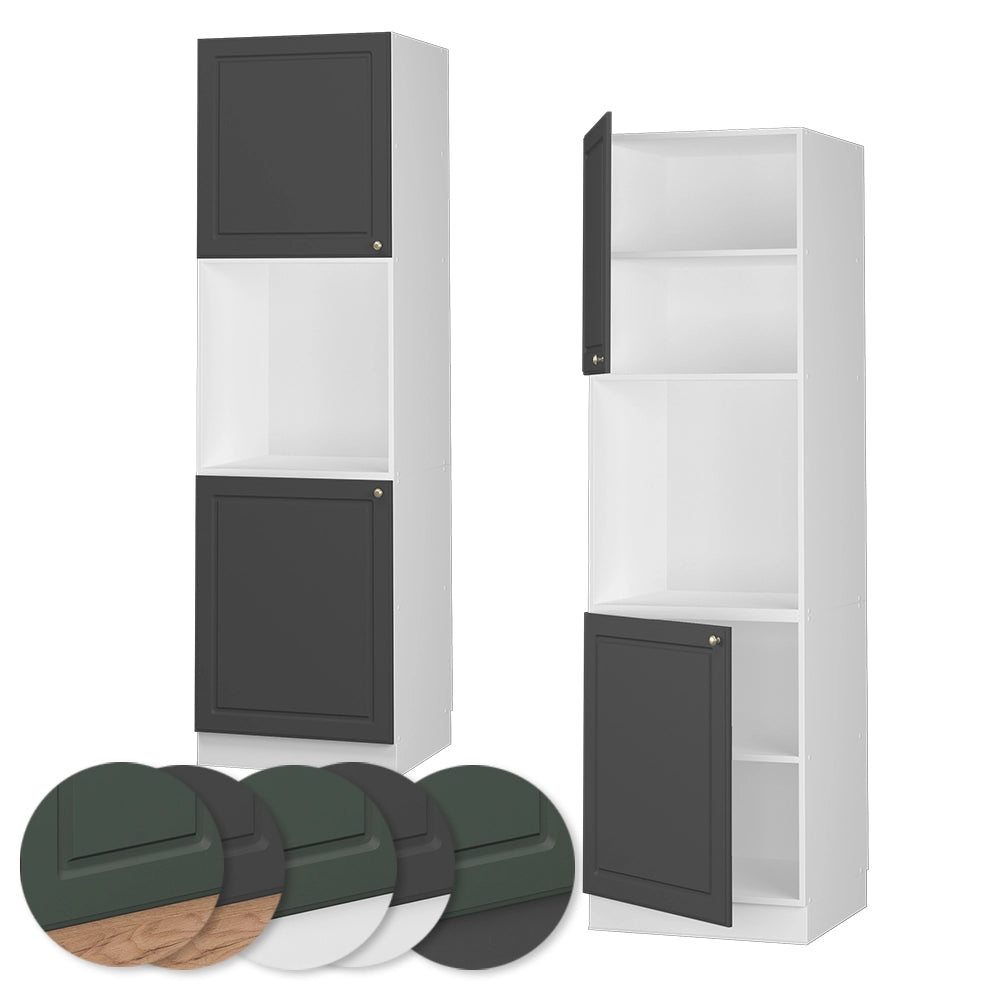 Mobile per forno da incasso Fame-Line Oro-antracite rustico/Bianco 60 cm aperto Vicco