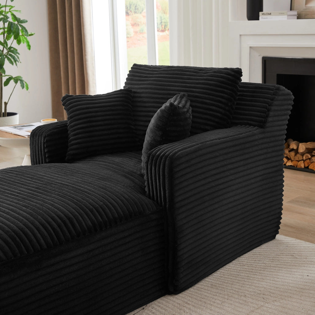 Chaise longue relax in velluto a coste nero, senza montaggio