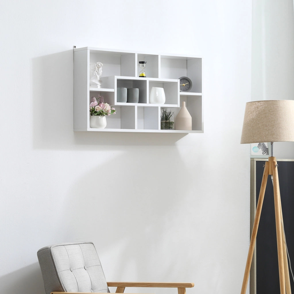 Libreria a Parete con 8 Cubi ¨C zephmum ¨C Bianco 85x14.5x47.5 cm