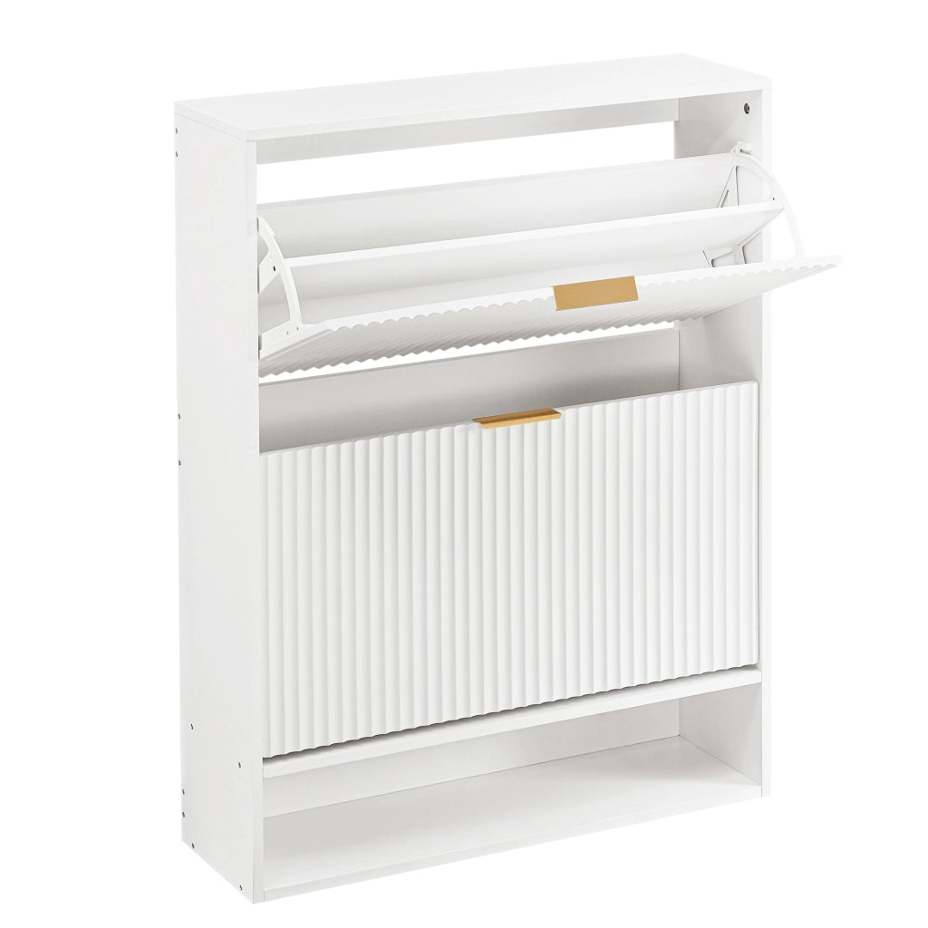 Scarpiera salvaspazio 80 x 24 x 102 cm in bianco con ripiani regolabili e sistema antiribaltamento