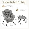 Poltrona Relax con Poggiapiedi, Poltrona da Lettura con Cuscino per Testa, Poltrona Moderna con Schienale e Seduta Imbottiti, Braccioli e Tasca di Stoccaggio, Portata 150 kg (Cashmere Grigio)