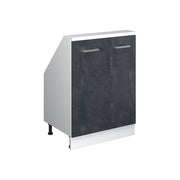 Mobile cucina sottotetto R-Line Calce nera/Bianco 60 cm con 2 porte Vicco