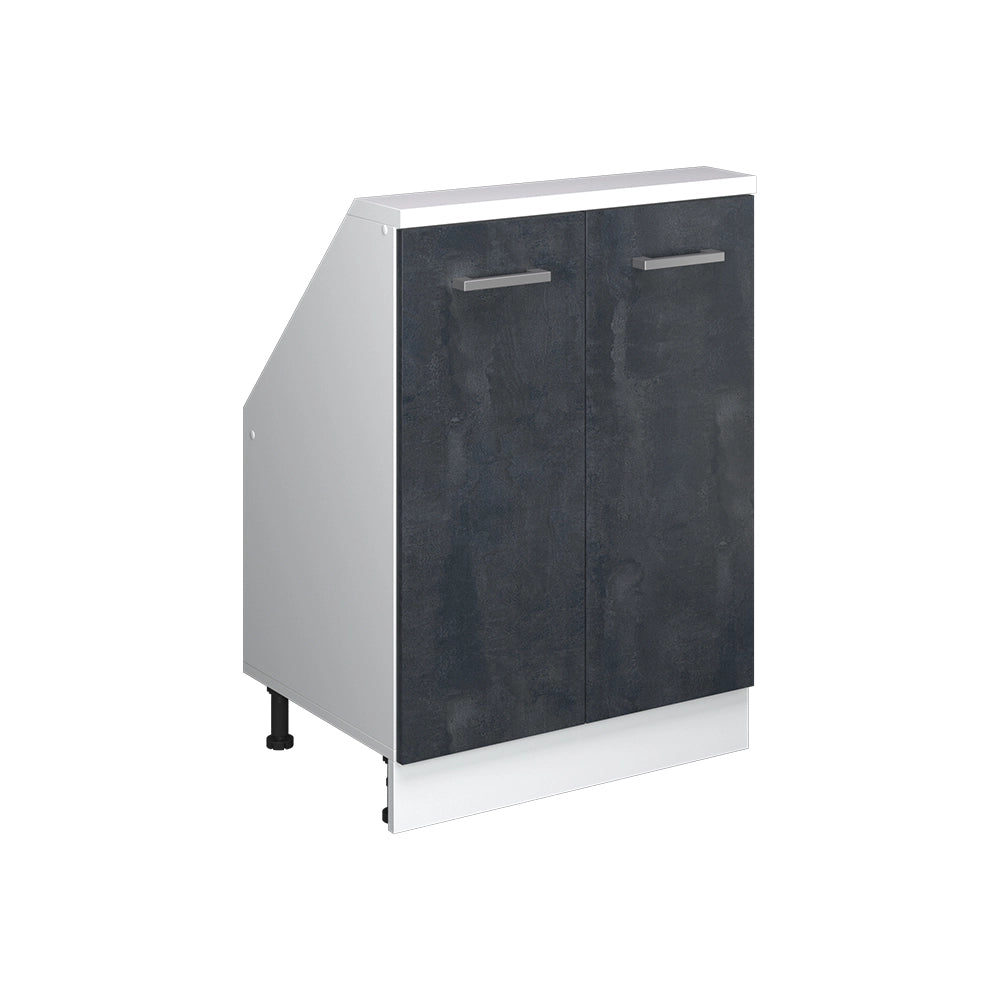 Mobile cucina sottotetto R-Line Calce nera/Bianco 60 cm con 2 porte Vicco