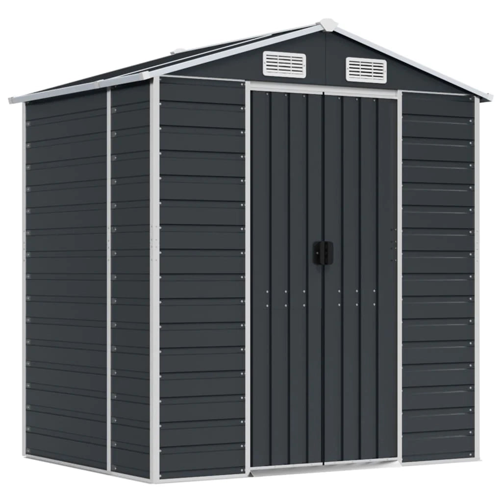 Casetta da giardino cabina ripostiglio casetta da esterno robusta casetta per attrezzi 191 x 130 x 198 cm acciaio zincato antracite 02_0022183