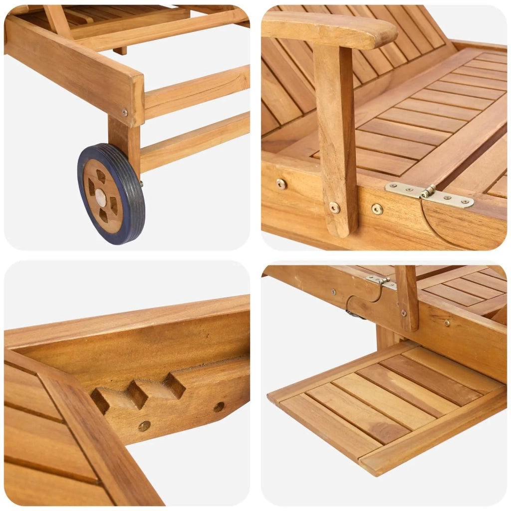 Lettino da sole 1-persona Marrone Legno di teak solido