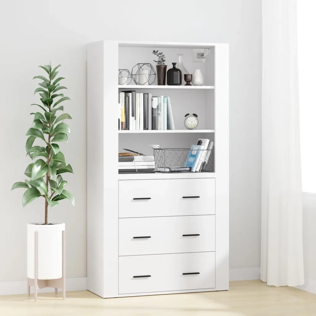 Credenza-Buffet-Armadio da cucina Bianca in Legno Multistrato 975845