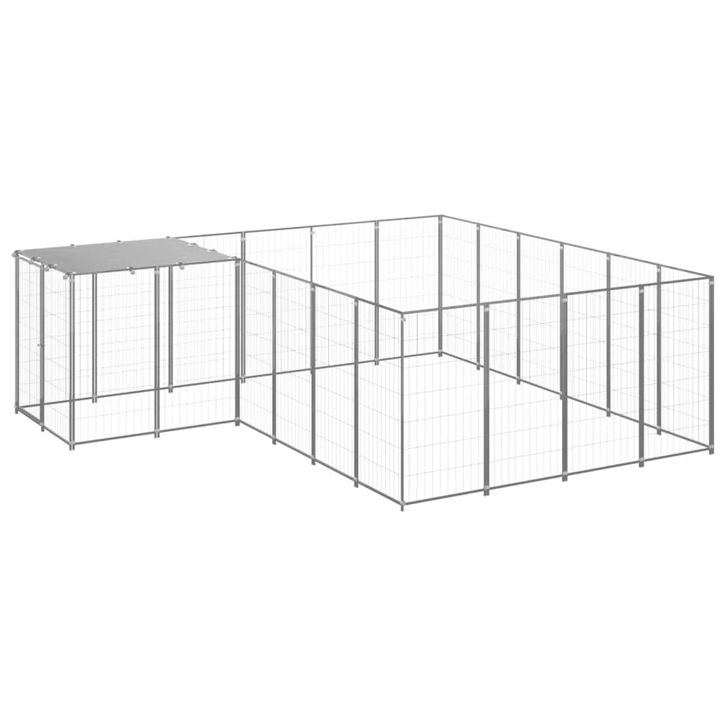Gabbia per animali da esterno per cani recinto per animali argento 8,47 m² acciaio 02_0000304