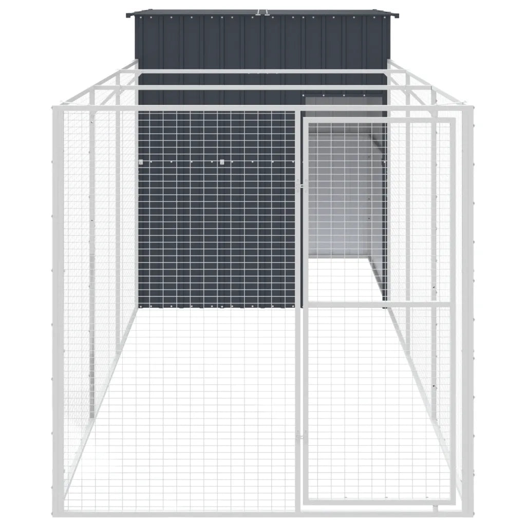 Casetta Cani con Corsa Antracite 165x455x181 cm Acciaio Zincato 3189099