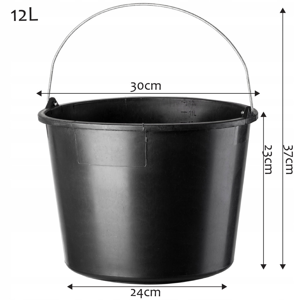 Secchio da costruzione KADAX da 12 litri, secchi in plastica resistenti per uso domestico e giardinaggio, confezione da 10 pezzi