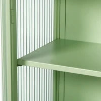 Credenza Moderna Ripostiglio a Due Ante con Vetrina e Ripiani a Tre Livelli per Ingresso, Soggiorno, Bagno e Sala da Pranzo, Verde