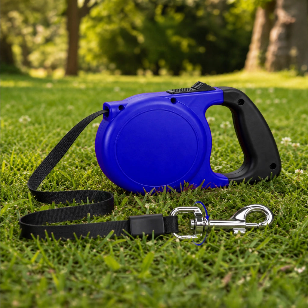 Set 3 Guinzagli Estensibili per Cani con Sistema Retrattile e Pulsante di Blocco – Disponibile da 5 m fino a 20 kg o da 8 m fino a 30 kg  Blu - 5Metri-20Kg