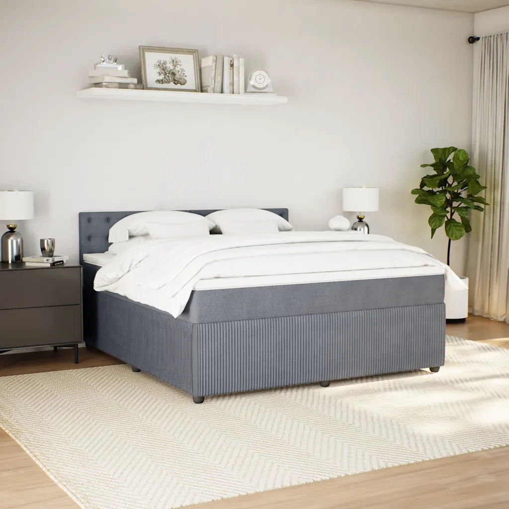 Giroletto a Molle con Materasso Grigio Scuro 180x200 cm Velluto