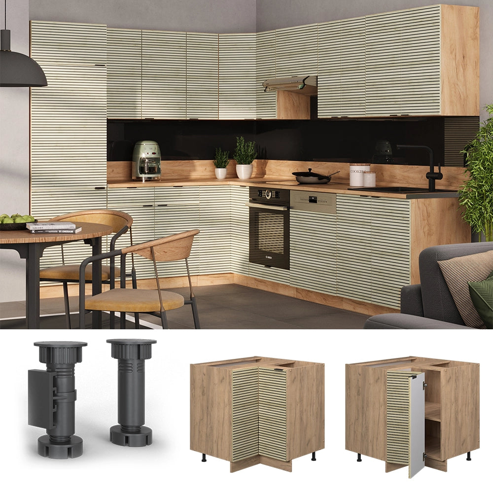 Mobile ad angolo cucina Fame-Line Pannello in quercia/Rovere dorato 80.5 cm, PL Marmo Vicco