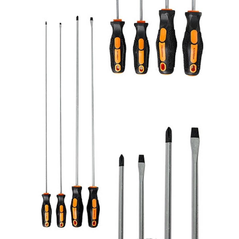 Trade Shop - Cacciaviti Giravite Lunghi 45 Cm Stella Taglio 4 Attrezzi In Cromo Vanadio -