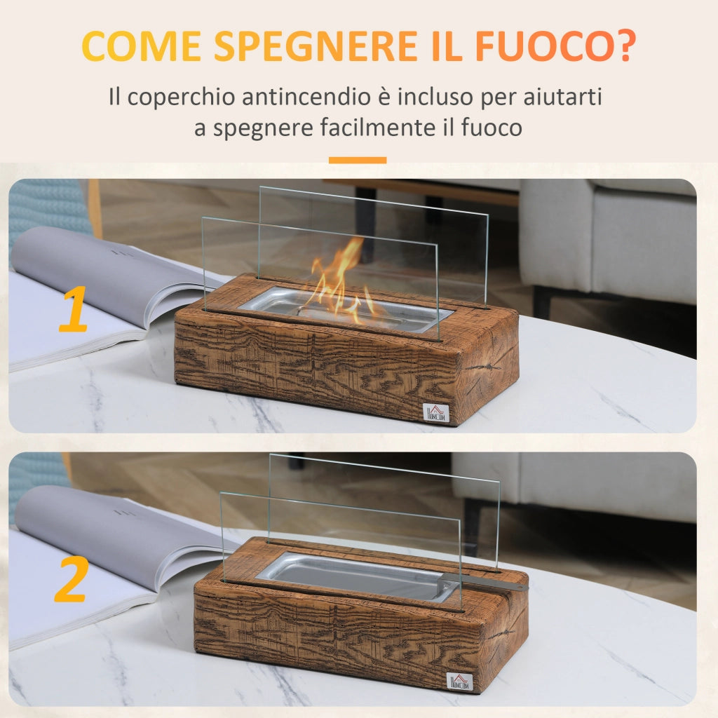 Easycomfort Camino a Bioetanolo da Tavolo con Serbatoio da 0.15L e Autonomia 45 Minuti, 33x16x18cm
