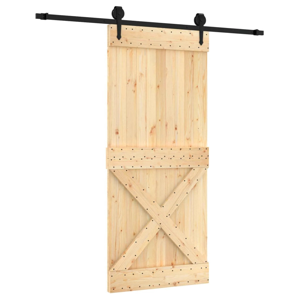 Porta scorrevole Naturale e Nero 90 x 210 cm 3445167