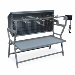 Girarrosto a carbonella con spiedo elettrico, grigio