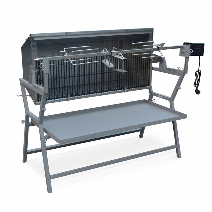 Girarrosto a carbonella con spiedo elettrico, grigio