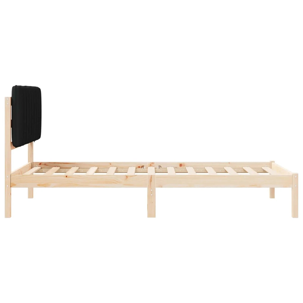 Letto con Testiera Rivestita Nero 100 x 200 cm Pino massello