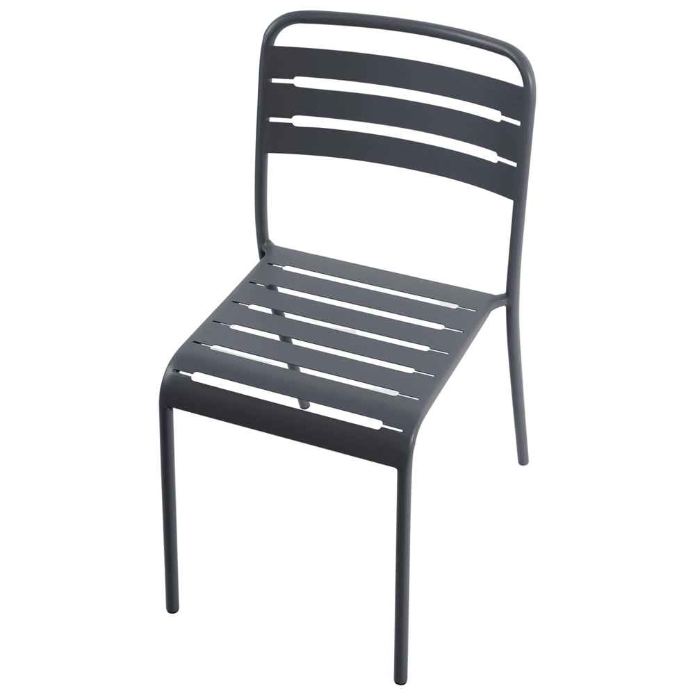 Set di 2 Sedie da Giardino in Ferro Metallo Grigio Scuro Senza Braccioli Impilabili per Esterni