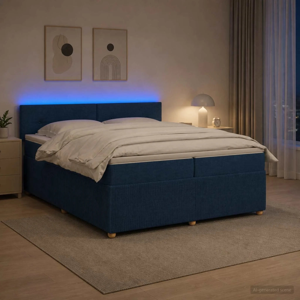 Letto box spring con materasso Blu 200 x 200 cm Tessuto 3453015