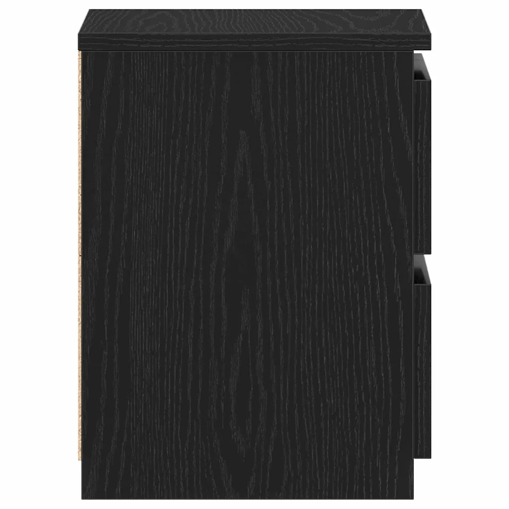 Set di 2 Comodini | Armadio da Notte | Mobiletto da notte con cassetto Rovere Nero 30 x 30 x 40 cm