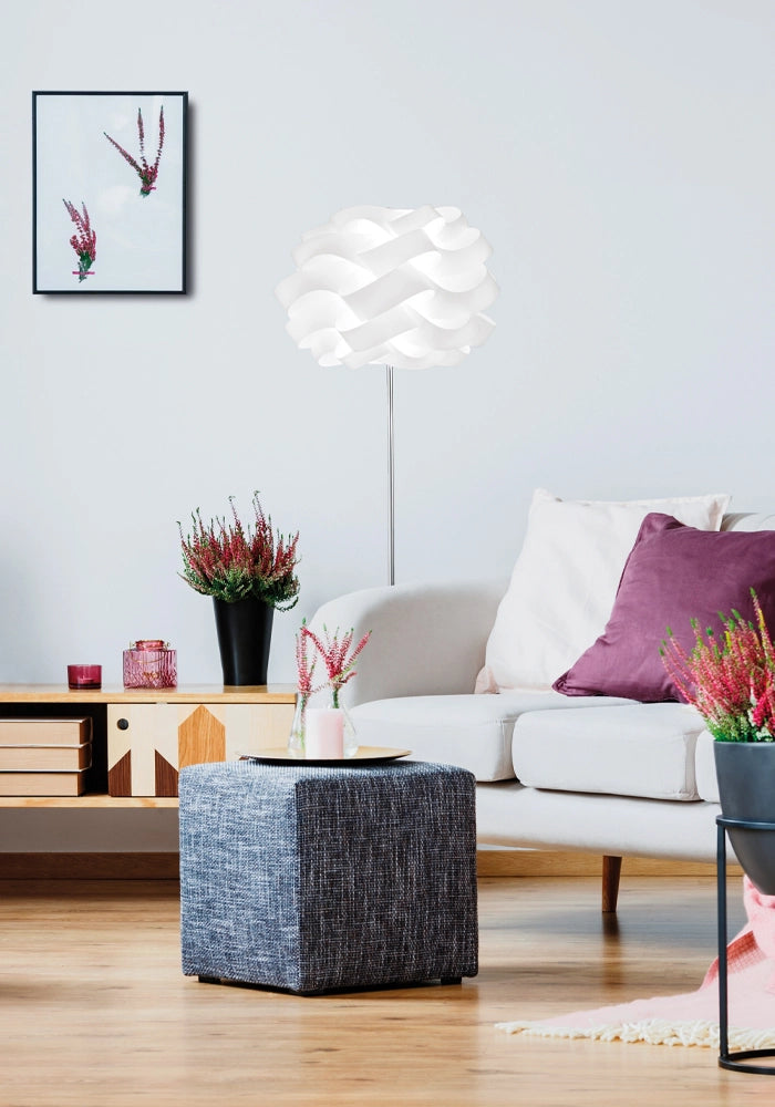 Lampada da Terra Piantana CARRIE Rossi Group, stelo cromato e diffusore in policarbonato bianco, attacco E27, IP20, 75W - CAR003