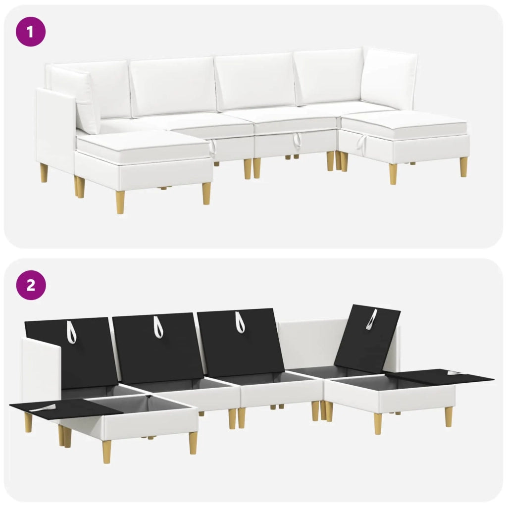 Set di mobili per il soggiorno con cuscino 6 pcs Bianco Tessuto 3413722