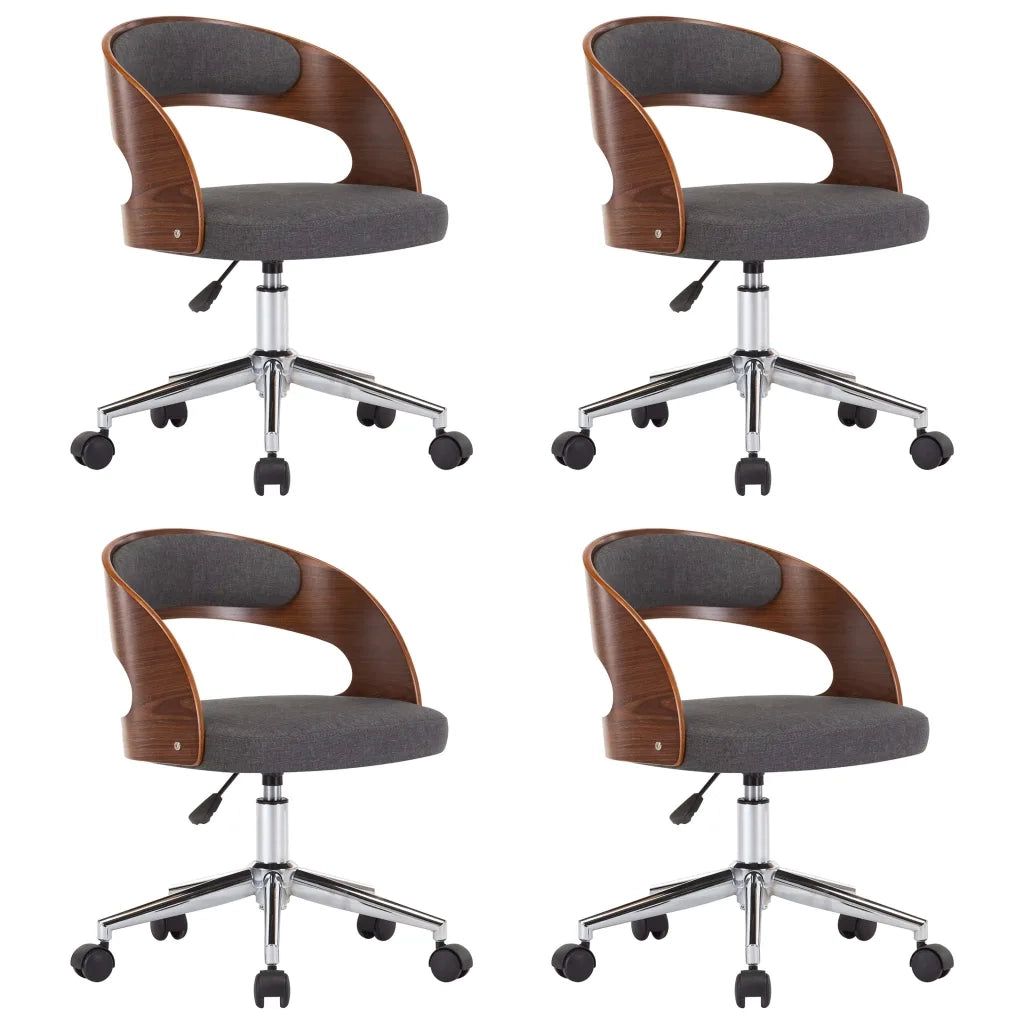 Sedie da Pranzo Girevoli 4 pz Legno Curvato e Tessuto Grigio 3054921