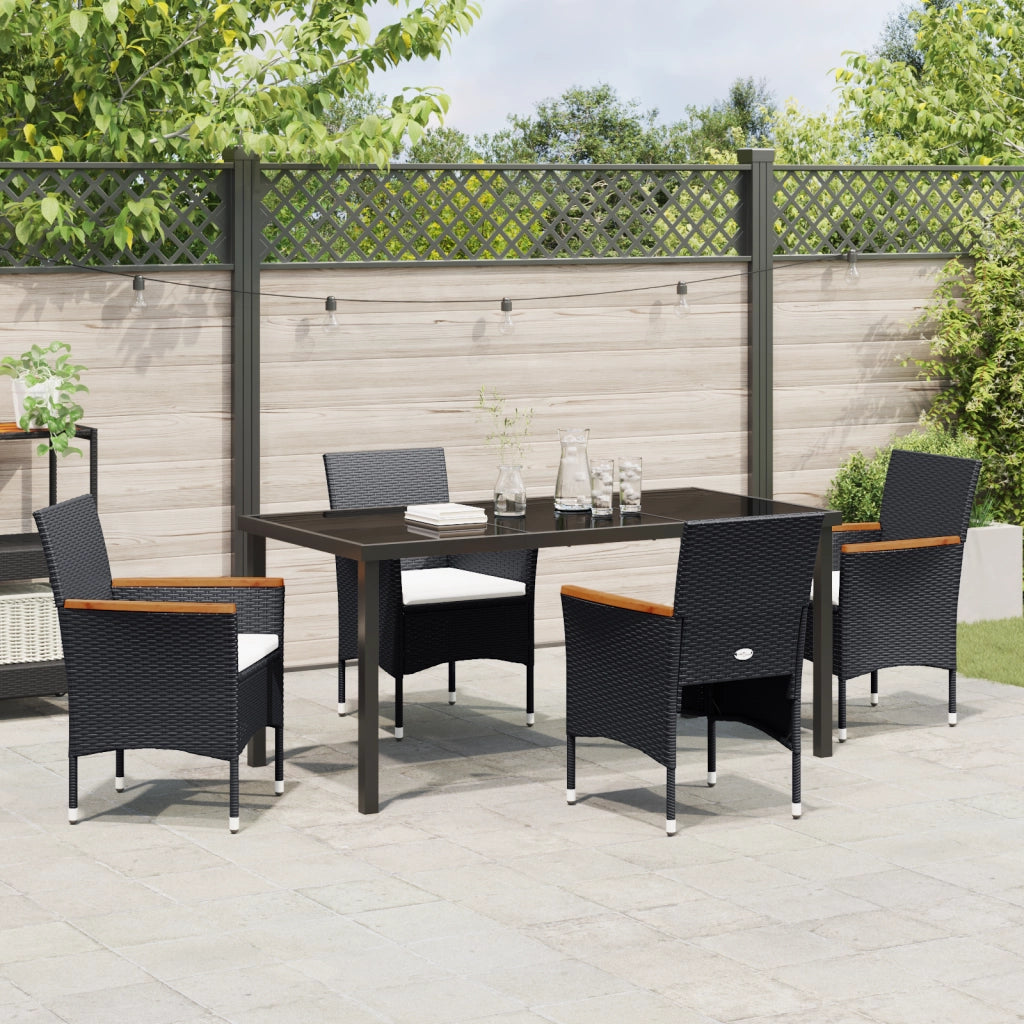 Set da Giardino 5 Pezzi Nero Rattan Polico